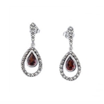 Teardrop Garnet and Marcasite Earrings w/Frame